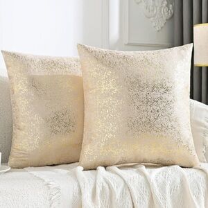 Sparkling Decorative Pillow Covers Setof 2 Gold Glitter 18x18 (no insert) Luxury